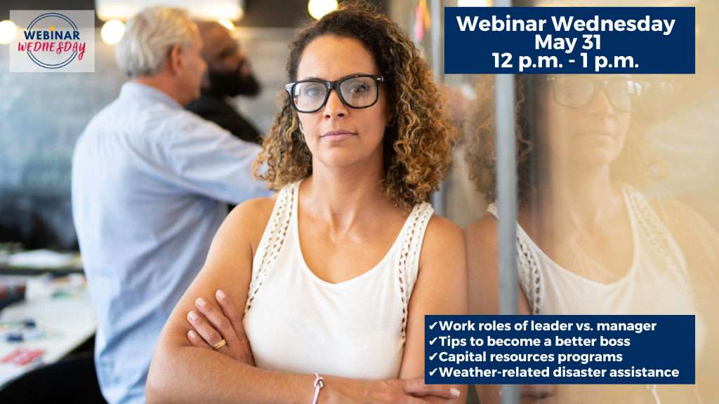 In this week’s free webinar on March 31, Lorna Kibbey, national speaker, author, and owner of Lorna Kibbey Leadership Solutions will join host and SBDC director, Kelly Bearden to discuss how to understand the difference in dynamics when a small business owner takes on the role of a leader compared to a manager. 